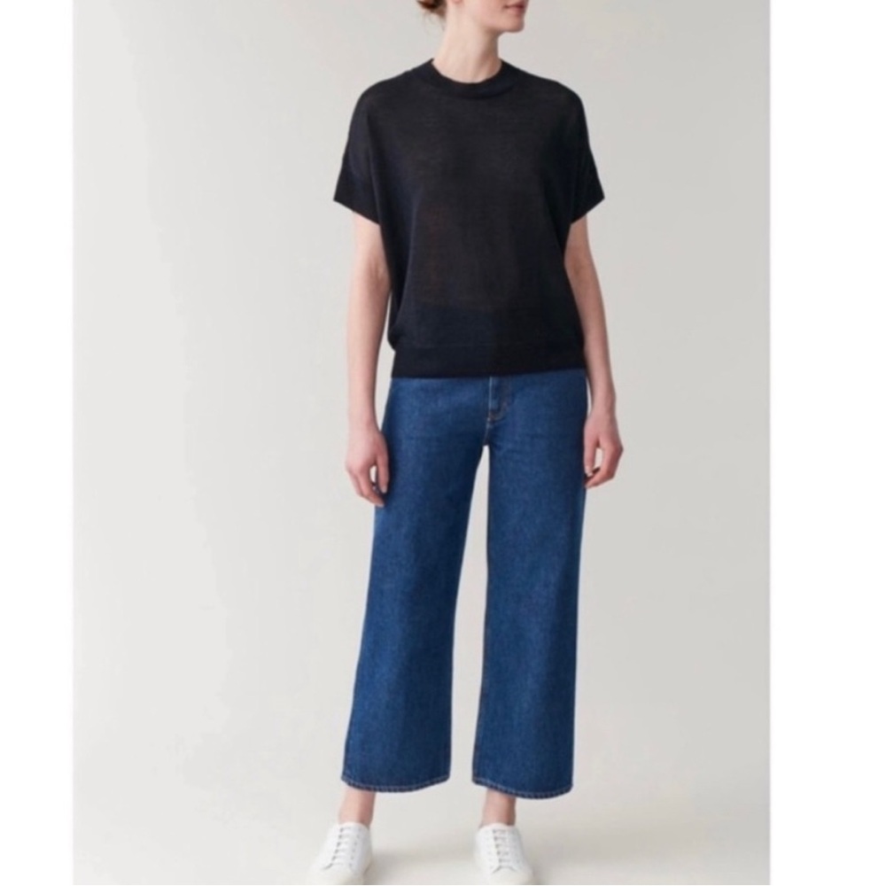 COS Wide Leg Cropped Jeans Denim Women's Size 32 High Rise Dark Wash Fall
